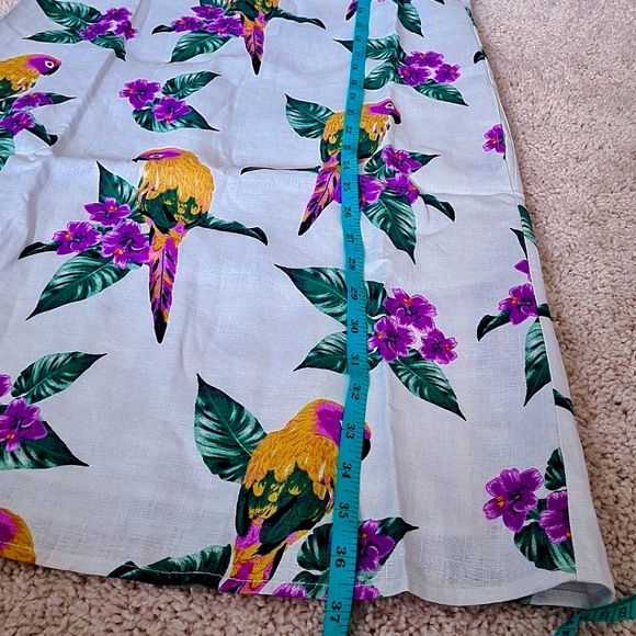 28 PALMS Women's Sleeveless Bird Floral Tropical Print Linen Sheath Dress - Picture 7 of 8